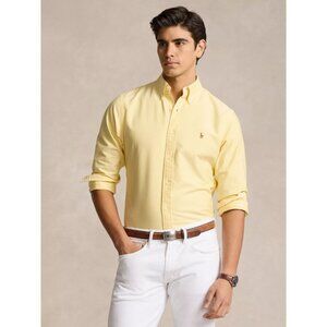Ralph Lauren Men's Classic Yellow Custom Fit Oxford Button Up Shirt Size S - EUC